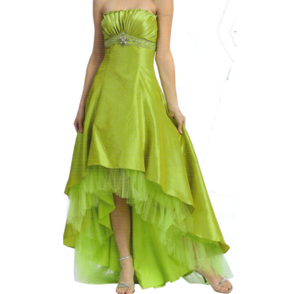ASPEED SZ S green strapless embellished high low prom party dress NWT B162 - Picture 1 of 9